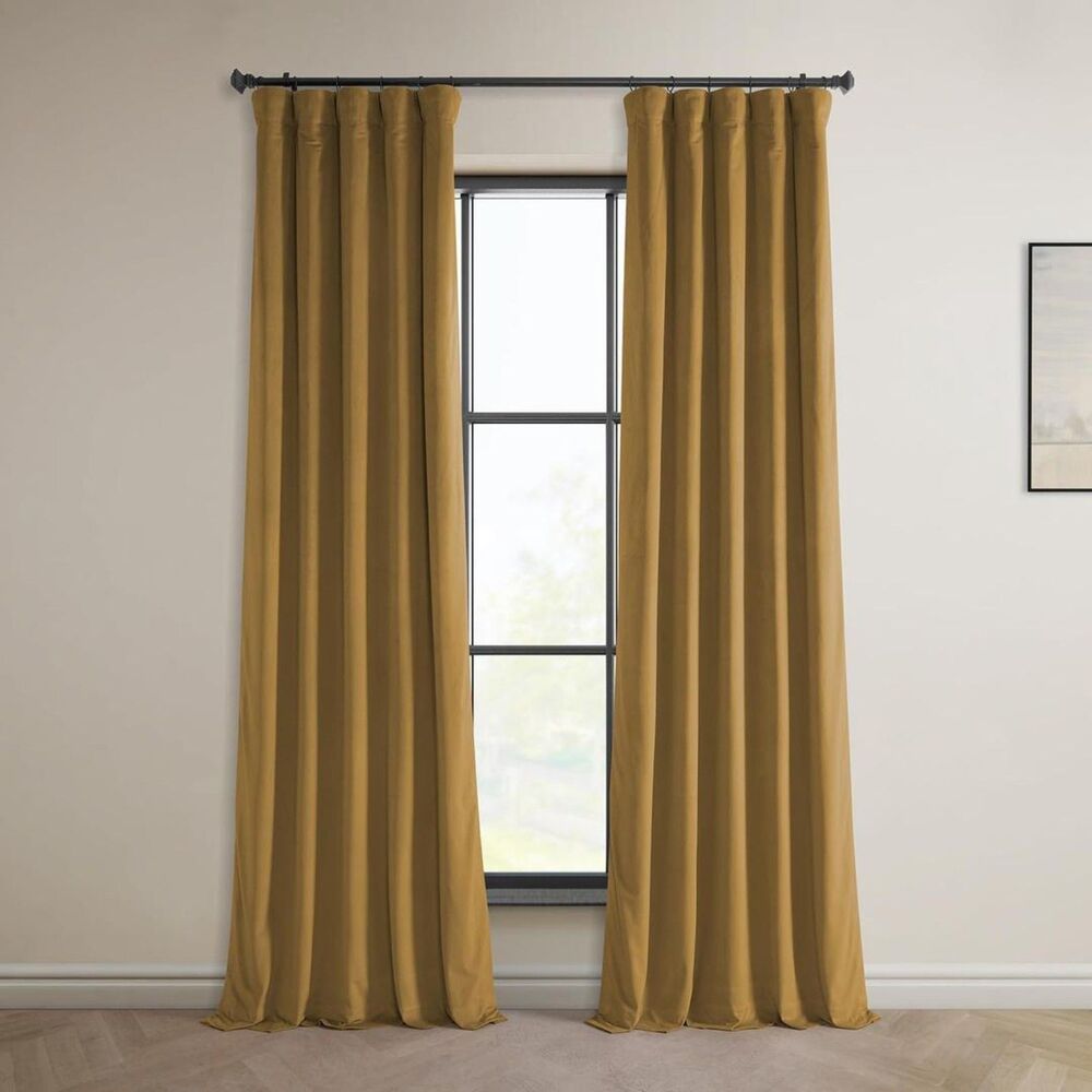 Brand New HPD Velvet Room Darkening Curtain – Retro Gold, 50"W × 84"L 1 Panel